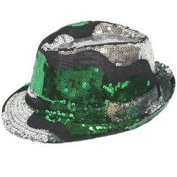 11in Long x 9in Wide Irish Tricolor Sequin Fedora Hat 