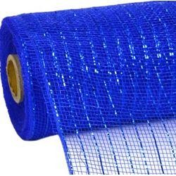 10in Wide x 30ft Long Poly Mesh Roll: Metallic Royal Blue