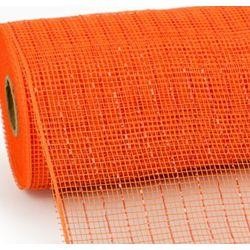 10in Wide x 30ft Long Poly Mesh Roll: Orange W/ Orange Foil