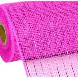 10in Wide x 30ft Long Poly Mesh Roll: Metallic Hot Pink