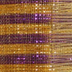 21in x 30ft Thin Striped Metallic Purple/ Gold Mesh Ribbon