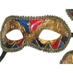 Assorted Colors Venetian Masquerade Masks with Black and Gold Trim Around