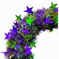 Purple, Green, and Gold Stars Mardi Gras Wreath