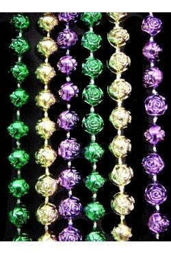 72in 16mm Metallic Purple/ Green/ Gold Rose Beads