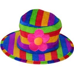 14 1/2in Wide x 5in Tall Rainbow Flower Clown Hat