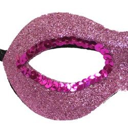Fancy Pink Glitter Half Masquerade Mask with Sequins Around The Eyes