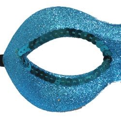 Fancy Turquoise and Teal Glitter Masquerade Half Mask with Sequins Around The Eyes