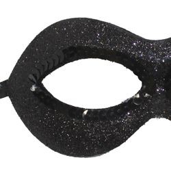 Fancy Black Glitter Masquerade Half Mask with Sequins Around The Eyes