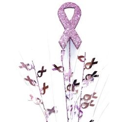 20in Tall Glittered Pink Ribbon Spray/ Pick/ Centerpiece