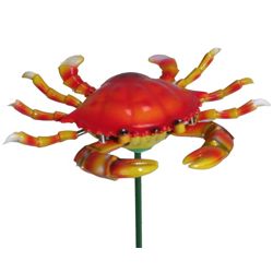 Red bobbling and dancing crab on a pick. 3 inch long