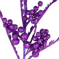 50in Tall Purple Glittered Berries Decorative Stem 