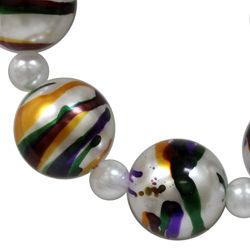 25mm Marble Pearl Bracelet w/ Purple/ Green/ Gold Accents