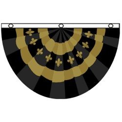5ft x 3ft Polyester Black And Gold Bunting Flag With Fleur De Lis Design 