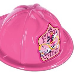 Pink Plastic Fire Chief Hat 