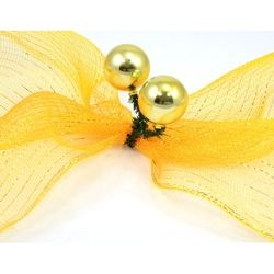 6in Green Tinsel Ties with 50mm Gold Balls