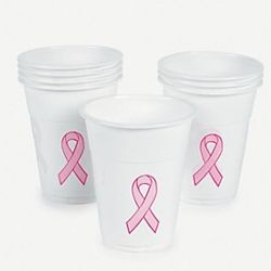Plastic Pink Ribbon Disposable Cups 