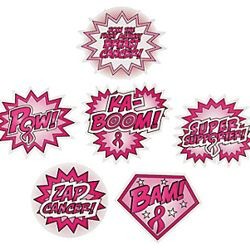 Pink Ribbon Superhero Word Cutouts
