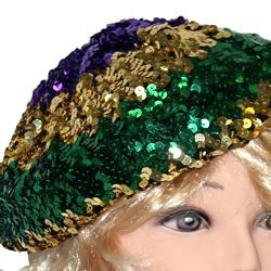 Mardi Gras Sequin Beret/ Tam Hat