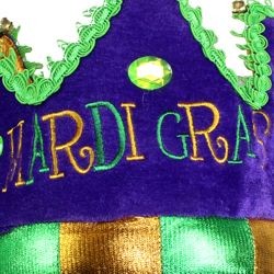 7in Tall Mardi Gras Plush Crown w/ Bells
