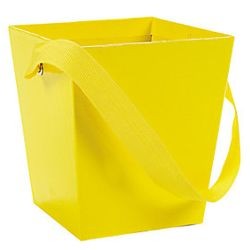 5in x 4 1/2in x 4 1/2in Yellow Cardboard Bucket W/ 6in Ribbon Handle