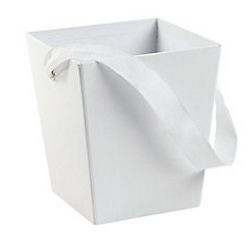 5in x 4 1/2in x 4 1/2in White Cardboard Bucket W/ 6in Ribbon Handle
