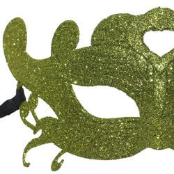 Glittered Plastic Lime Green Masquerade Face Mask