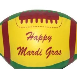 5in x 9in Vinyl Purple Green Yellow Football w/ Happy Mardi Gras Printing