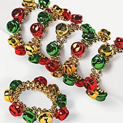 Plastic Christmas Jingle Bell Beaded Bracelets