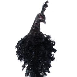 32in Long Black Glittered Peacock/ Feather tail w/ Clip