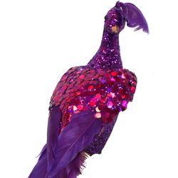 12in Long Purple Glittered Peacock/ Feather Tail w/ Clip