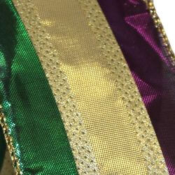 2 1/2in x 30ft Metallic Stripe Purple/ Green/ Gold Ribbon 