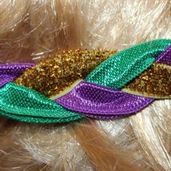 Mardi Gras Braided Ribbon Stretch Headband
