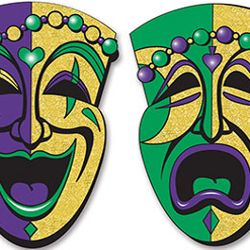 Comedy Tragedy Masks Mardi Gras Holiday Party Plastic Charms Confetti Sprinkles 