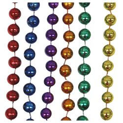 7mm 33in Round Rainbow Metallic Color Mardi Gras Beads