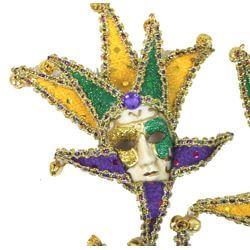 7in Tall x 5in Wide Mardi Gras Decorative Mini Jester Full Face Mask with Magnet