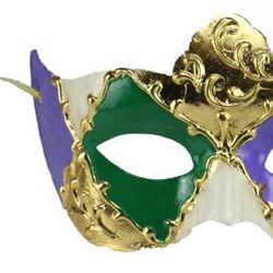 6.75in wide x 4.25in tall Mardi Gras Masquerade Eye Mask