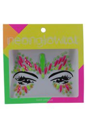 Multi Neon Color Face/ Body Jewels/ Tattoo Butterfly Design