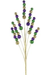 20in Purple/ Green/ Gold Glitter Bead Mardi Gras Spray 