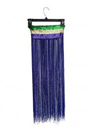 Mardi Gras Sequin Band Flapper Skirt with Fringe Tricolor