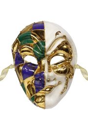 9.75in Tall Mardi Gras Masquerade Half Checkered Full Face Mask