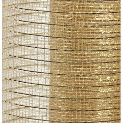 21in x 30ft Dark Gold Mesh Ribbon w/ Metallic Gold Stripes