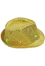 Gold Sequin Light up Fedora Hat