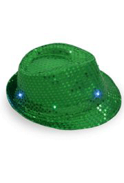 Green Sequin Light Up Fedora Hat