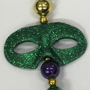 40in Long 12mm Mardi Gras Necklace/bead with 3 Mask