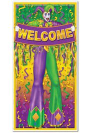 30in Wide x 5ft Long Mardi Gras Door Cover/ Curtain with Jester Design
