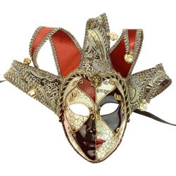 Unisex Black & Silver Accent Jester Masquerade Ball Anniversary Eve Party  Mask 