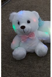 5in White Light Up Plush Bear