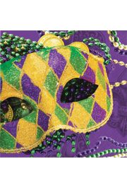 7in x 7in Mardi Gras Luncheon Napkins with Mask Design