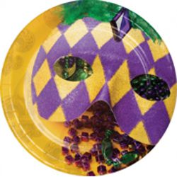 7in Mardi Gras Luncheon Plates with Mask Design