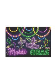 6ft x 9ft Mardi Gras Glow Backdrop with Masks Design